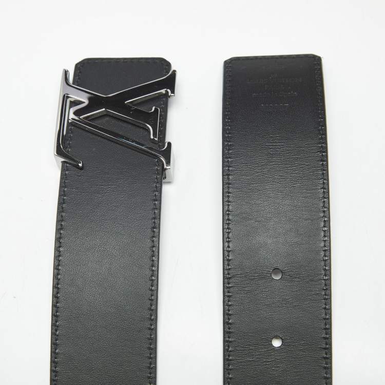 Pre Owned Louis Vuitton Black/Brown Leather LV Initiales Reversible Belt 95 CM