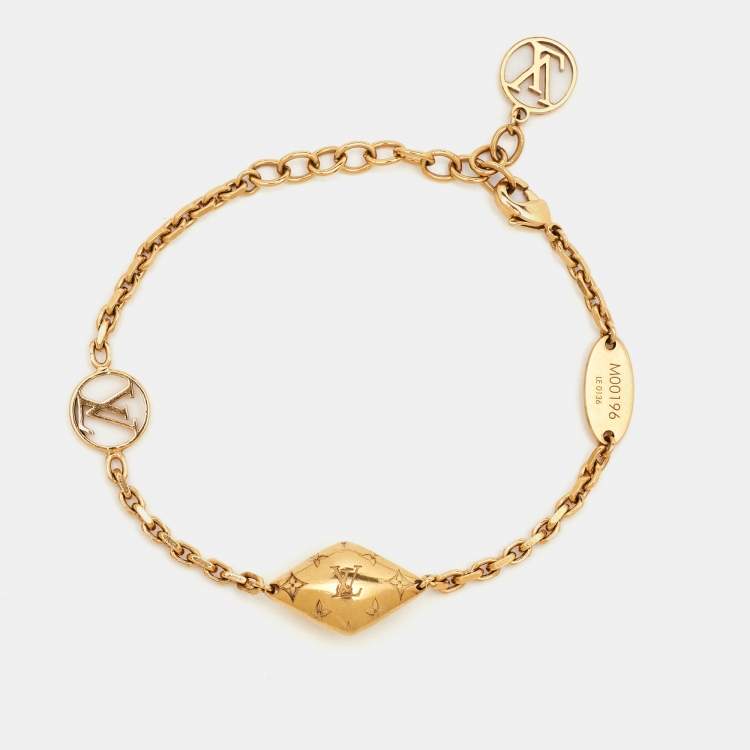 Pre Owned Louis Vuitton Gold Tone Malletage Supple Bracelet 