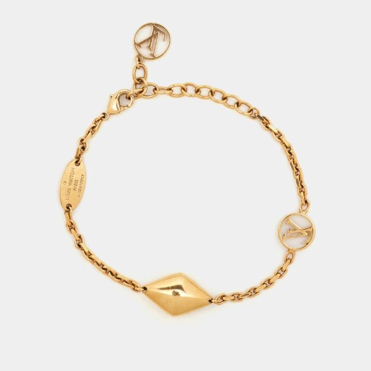 Pre Owned Louis Vuitton Gold Tone Malletage Supple Bracelet 