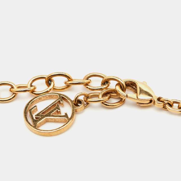 Pre Owned Louis Vuitton Gold Tone Malletage Supple Bracelet 