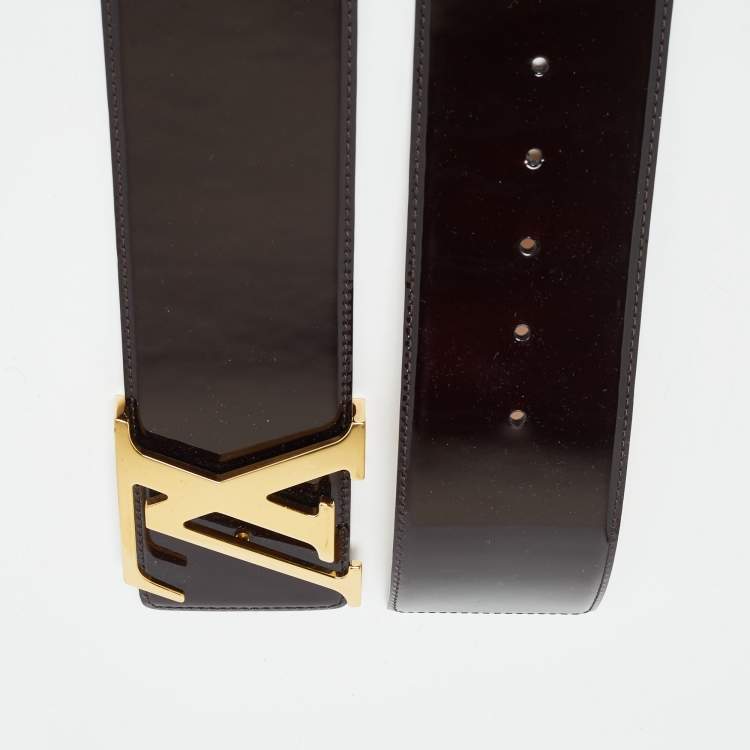 Pre Owned Louis Vuitton Amarante Vernis Leather LV Initiales Waist Belt 75 CM