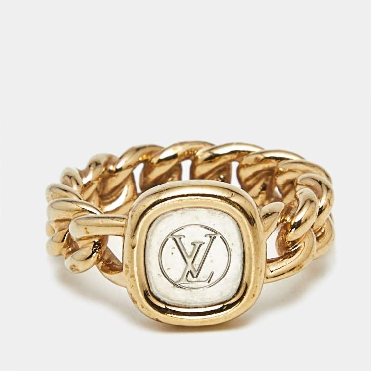 Pre Owned Louis Vuitton ID Two Tone Ring Size 50