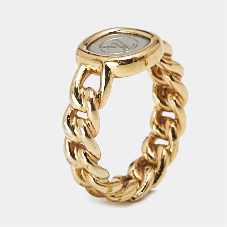 Pre Owned Louis Vuitton ID Two Tone Ring Size 50