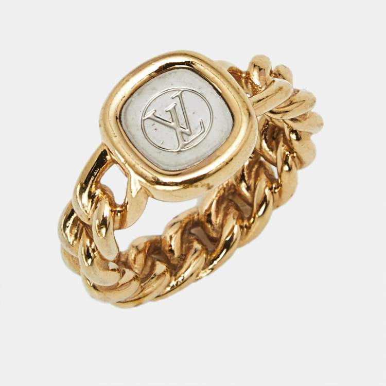 Pre Owned Louis Vuitton ID Two Tone Ring Size 50