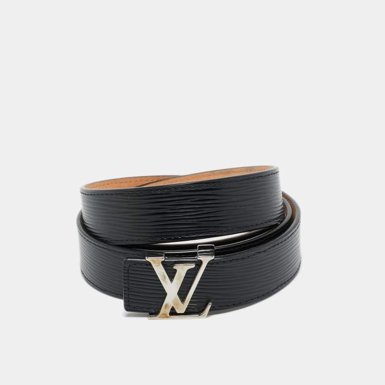 Pre Owned Louis Vuitton Black Epi Leather LV Initiales Belt 100CM