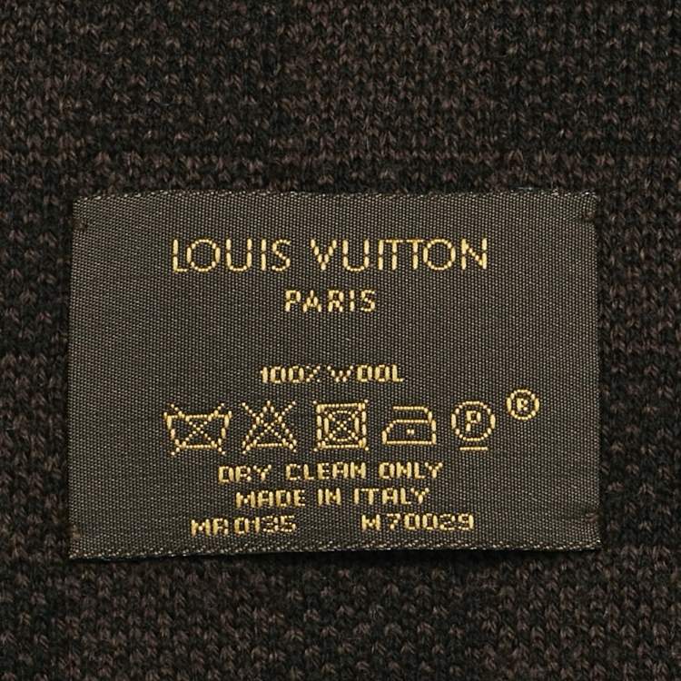 Pre Owned Louis Vuitton Brown Damier Ebene Wool Scarf 