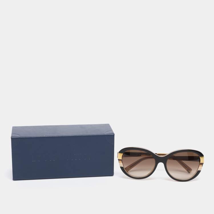 Pre Owned Louis Vuitton Gold Tone/ Brown Gradient Z0487W Petit Soupcon Cat Eye Sunglasses