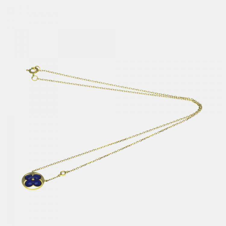 Pre Owned Louis Vuitton Sun Blossom BB Yellow Gold 18K DiamondLapis Lazuli  Pendant Necklace 