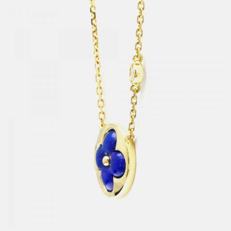 Pre Owned Louis Vuitton Sun Blossom BB Yellow Gold 18K DiamondLapis Lazuli  Pendant Necklace 