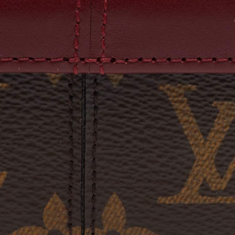 Pre Owned Louis Vuitton Burgundy Leather and Monogram Canvas Boite Clarins PM Jewelry Case