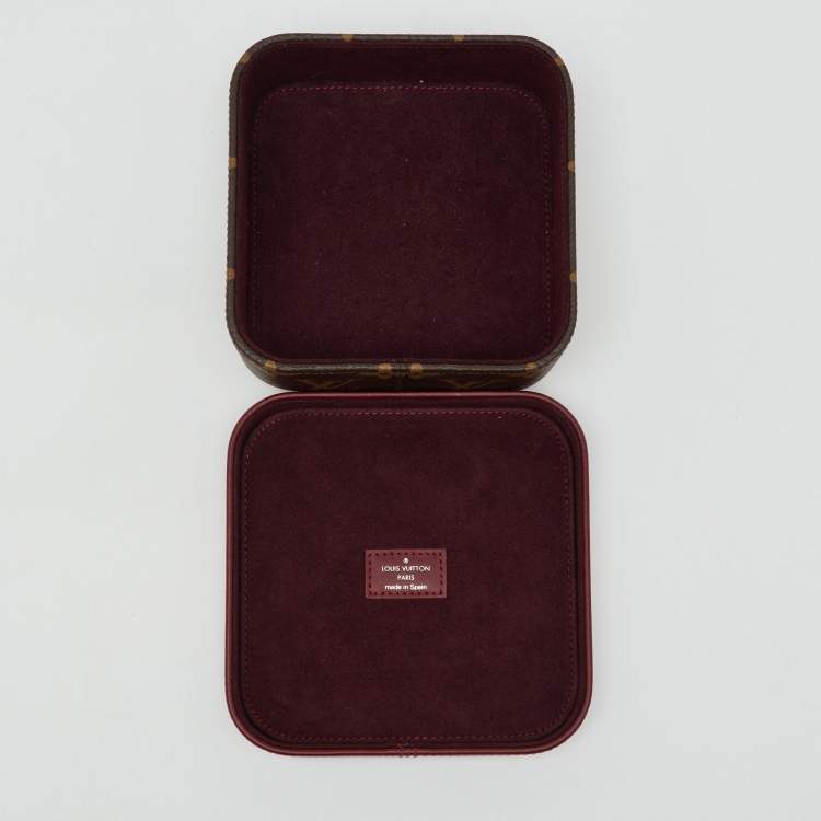 Pre Owned Louis Vuitton Burgundy Leather and Monogram Canvas Boite Clarins PM Jewelry Case