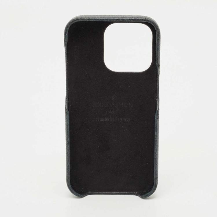Pre Owned Louis Vuitton Black Leather and Monogram Canvas iPhone 12 Pro Cover