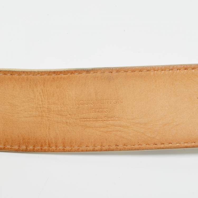 Pre Owned Louis Vuitton Damier Azur Canvas LV Initiales Belt 85 CM