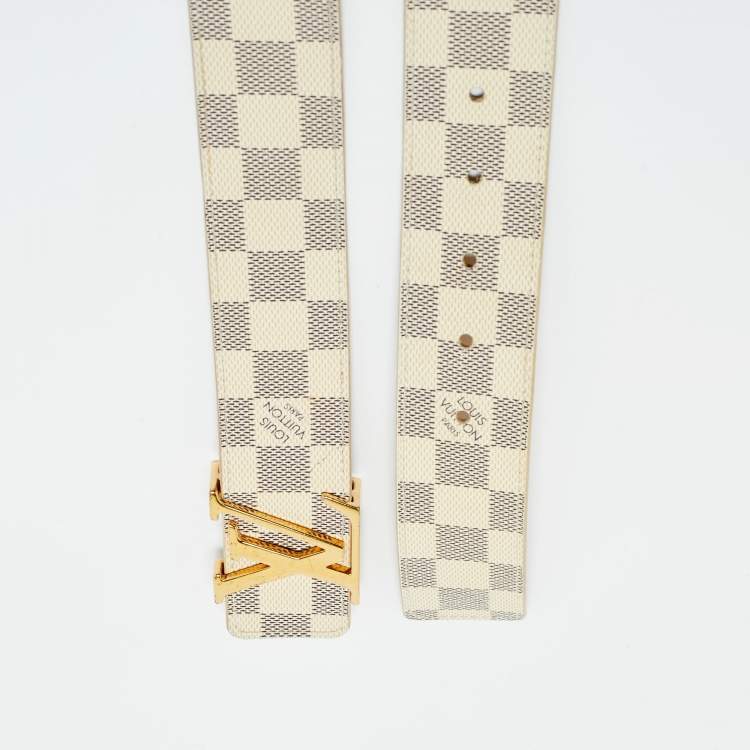 Pre Owned Louis Vuitton Damier Azur Canvas LV Initiales Belt 85 CM