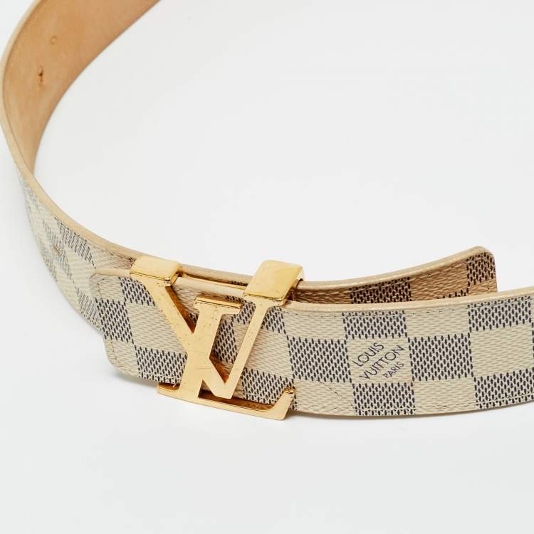 Pre Owned Louis Vuitton Damier Azur Canvas LV Initiales Belt 85 CM