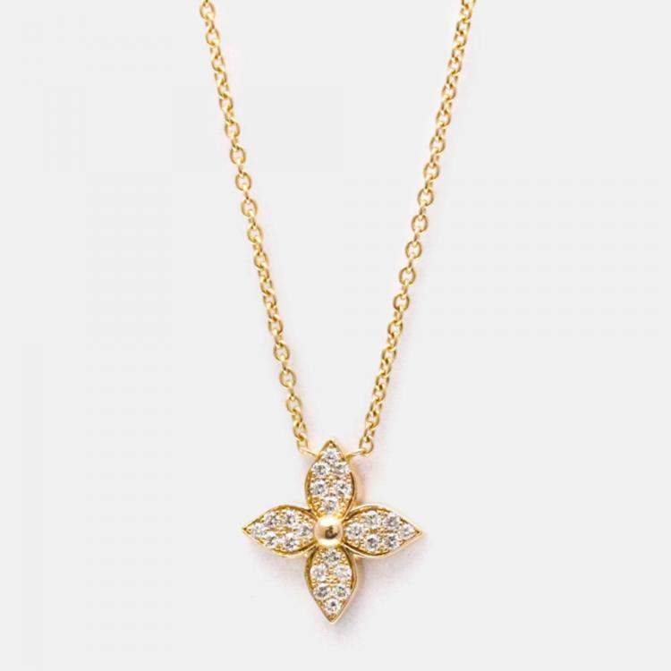 Pre Owned Louis Vuitton Star Blossom 18K Rose Gold and Diamond Pendant Necklace