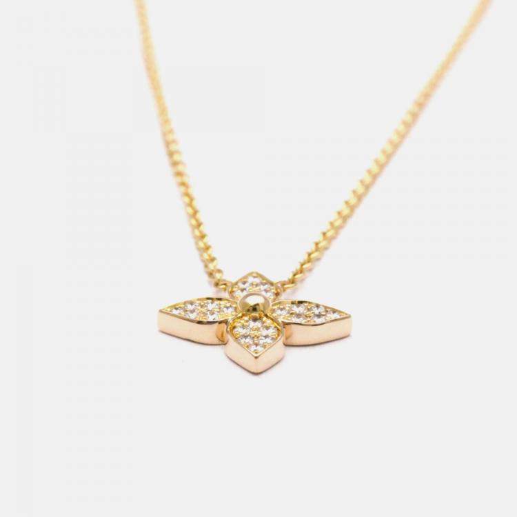 Pre Owned Louis Vuitton Star Blossom 18K Rose Gold and Diamond Pendant Necklace