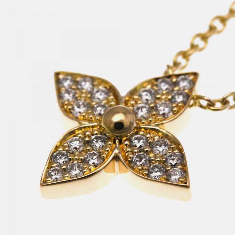 Pre Owned Louis Vuitton Star Blossom 18K Rose Gold and Diamond Pendant Necklace