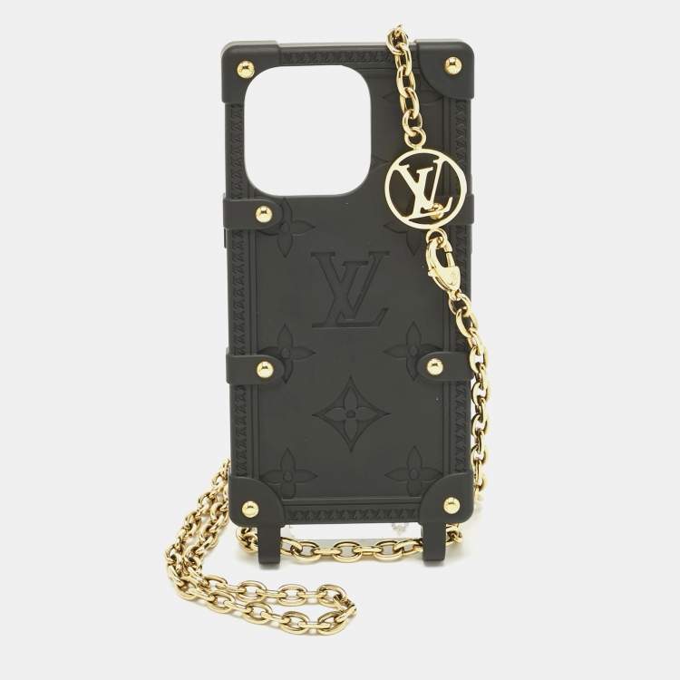 Pre Owned Louis Vuitton Black Monogram Rubber Trunk iPhone 14 Pro Case