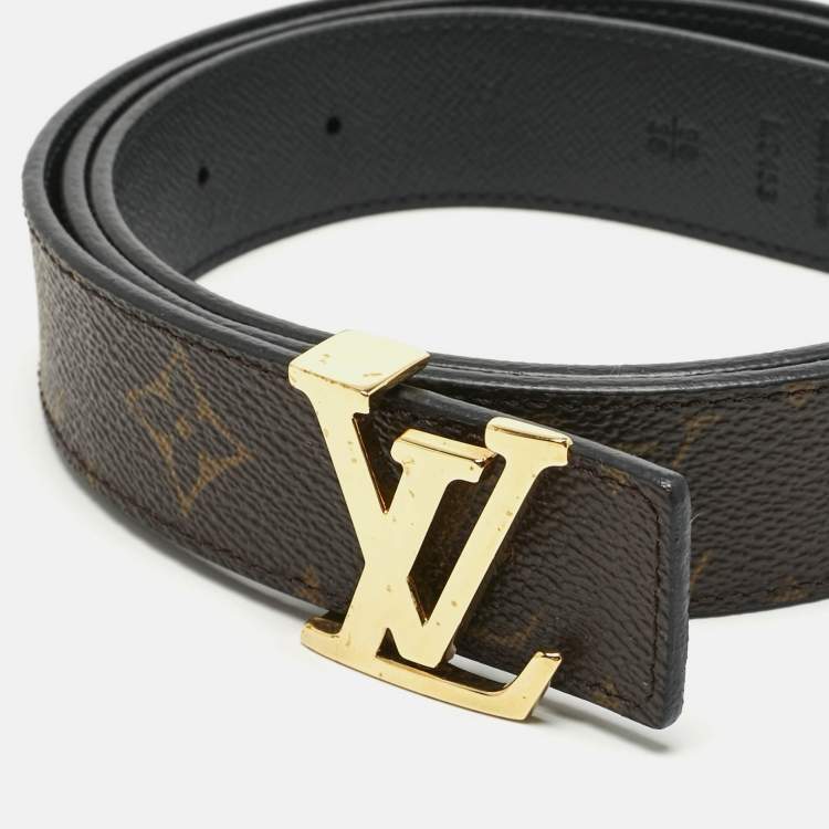 Pre Owned Louis Vuitton Monogram Canvas LV Initiales Reversible Belt 90 CM