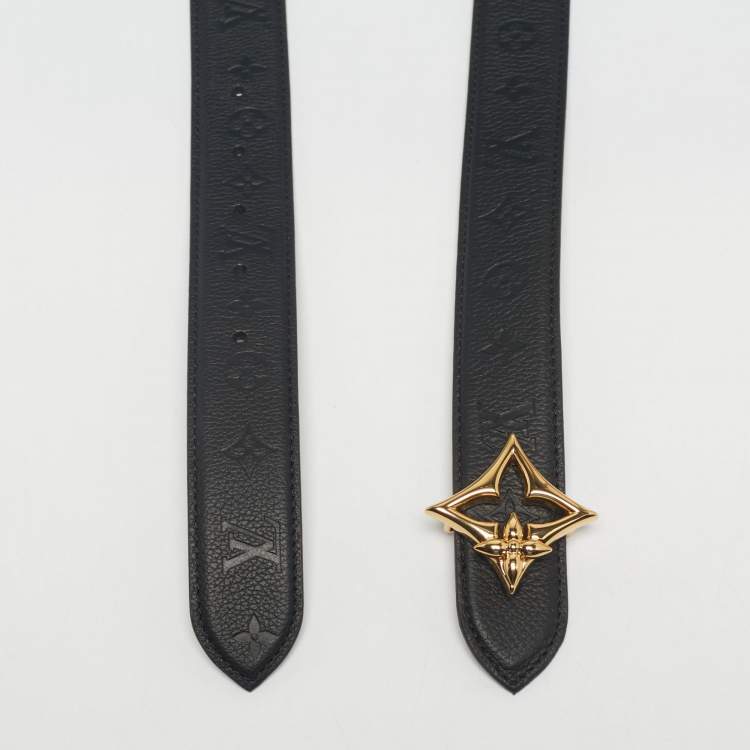مملوكة مسبقًا Louis Vuitton Black Monogram Leather and Canvas LV Flowergram Reversible Belt 90 CM