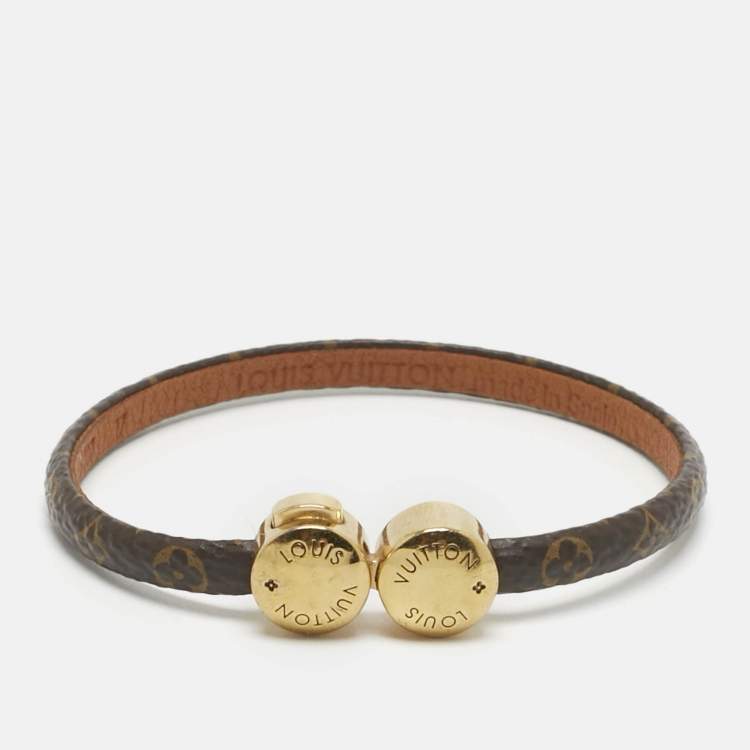 Pre Owned Louis Vuitton Historic Mini Monogram Canvas Gold Tone Bracelet