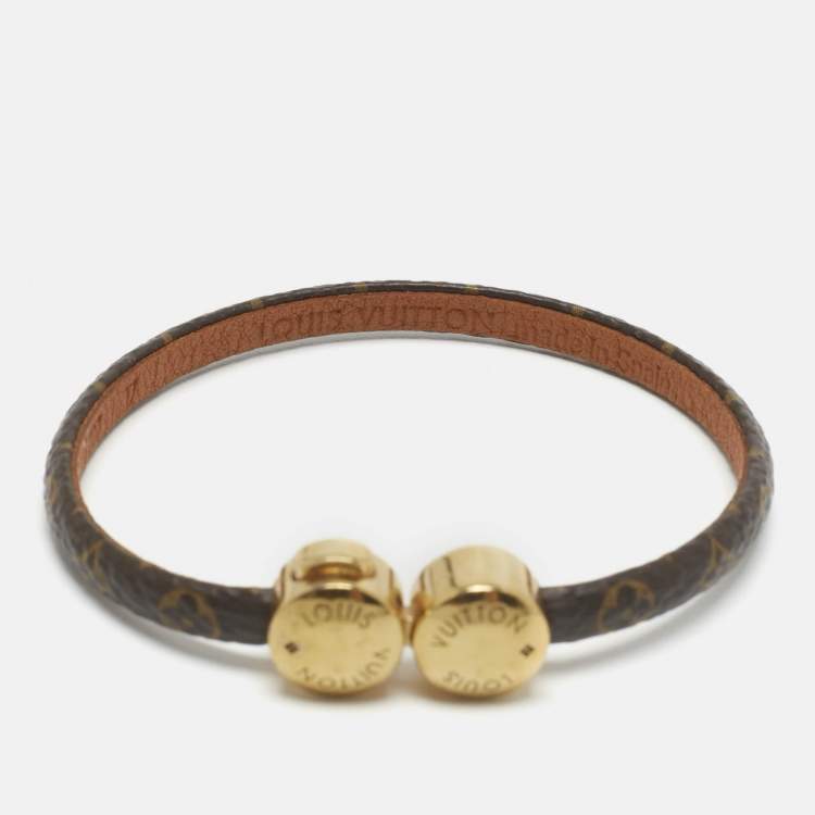 Pre Owned Louis Vuitton Historic Mini Monogram Canvas Gold Tone Bracelet
