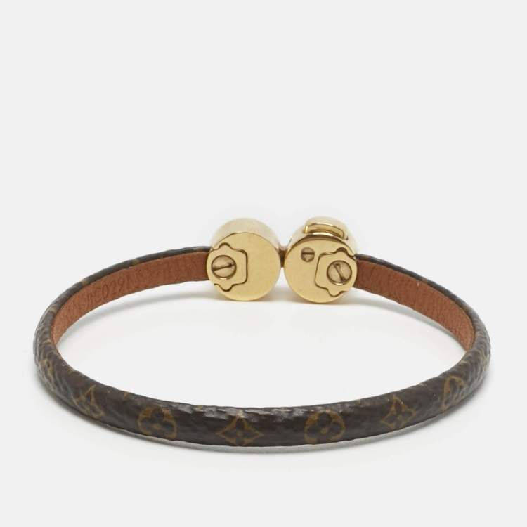 Pre Owned Louis Vuitton Historic Mini Monogram Canvas Gold Tone Bracelet