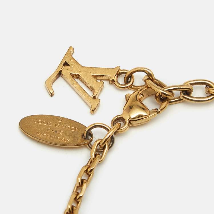 Pre Owned Louis Vuitton Gamble Crystal Gold Tone Station Bracelet