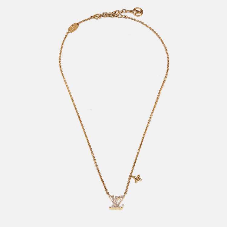 Pre Owned Louis Vuitton LV Iconic Crystal Gold Tone Necklace