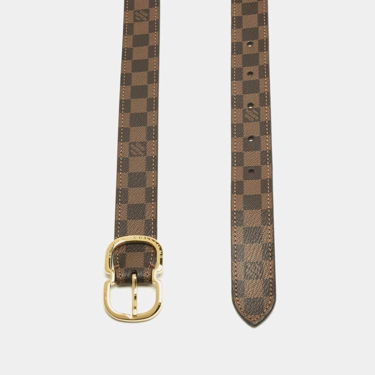 Pre Owned Louis Vuitton Mini Damier Ebene Canvas Trunk Buckle Belt 75CM