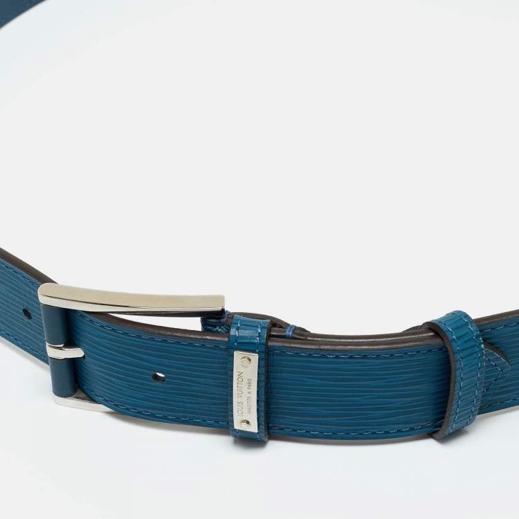 Pre Owned Louis Vuitton Cyan Epi Leather Buckle Belt 95CM