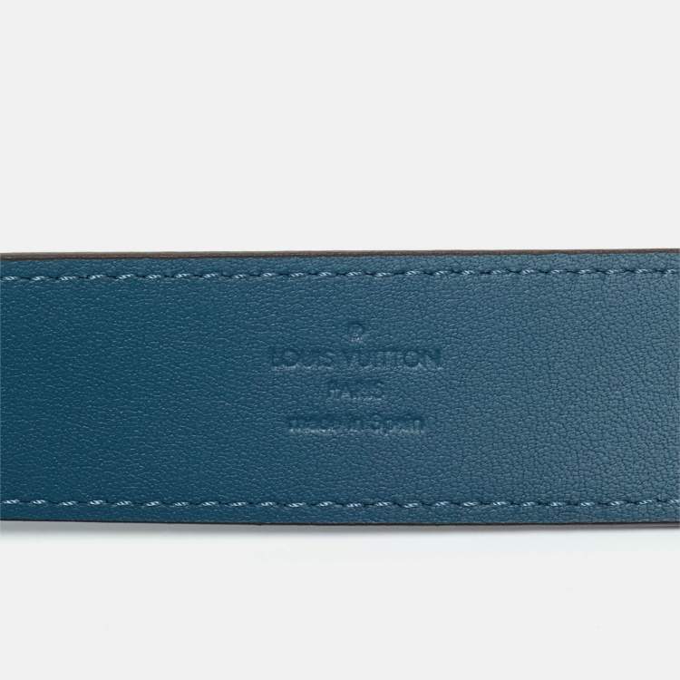 Pre Owned Louis Vuitton Cyan Epi Leather Buckle Belt 95CM