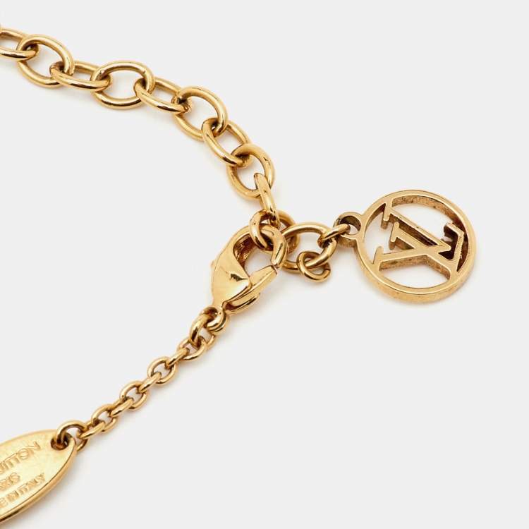 Pre Owned Louis Vuitton LV Iconic Crystal Gold Tone Bracelet 