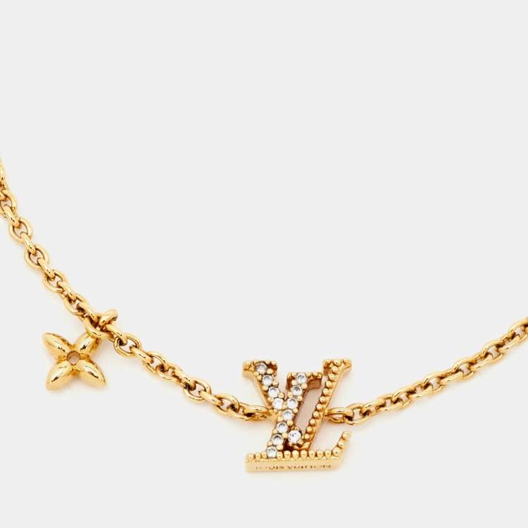 Pre Owned Louis Vuitton LV Iconic Crystal Gold Tone Bracelet 