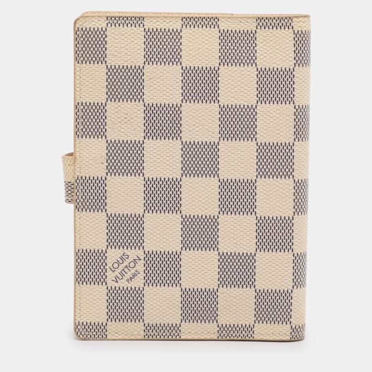 Pre Owned Louis Vuitton Damier Azur Canvas Customizable Small Ring Agenda Cover