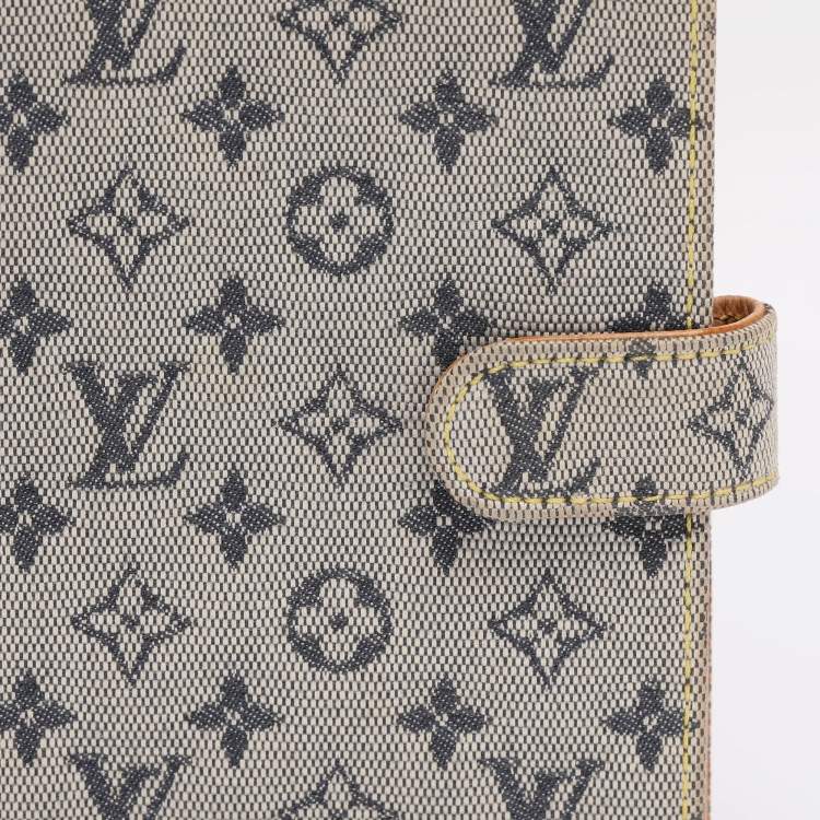 Pre Owned Louis Vuitton Beige Mini Lin Canvas Small Ring Agenda Cover