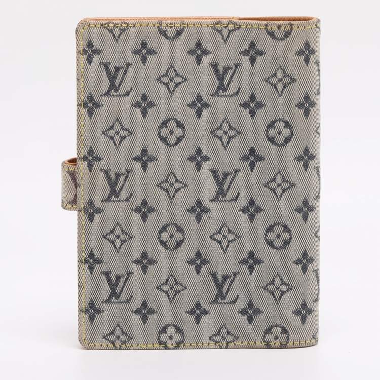 Pre Owned Louis Vuitton Beige Mini Lin Canvas Small Ring Agenda Cover