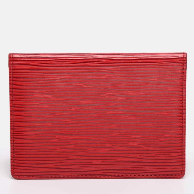 Pre Owned Louis Vuitton Red Epi Leather Porte 2 Cartes Vertical Pass Case