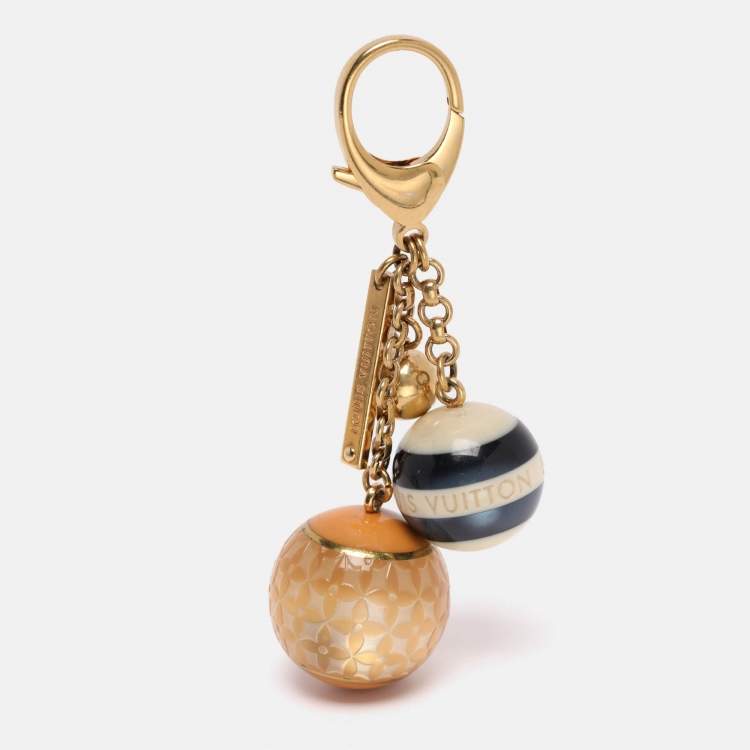 Pre Owned Louis Vuitton White/Black Resin Monogram Mini Lin Key Holder and Bag Charm