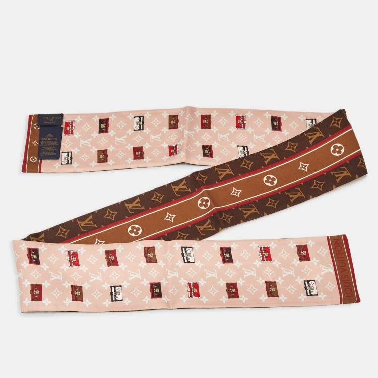 Pre Owned Louis Vuitton Brown Logo Monogram Silk Minimalle Bandeau 