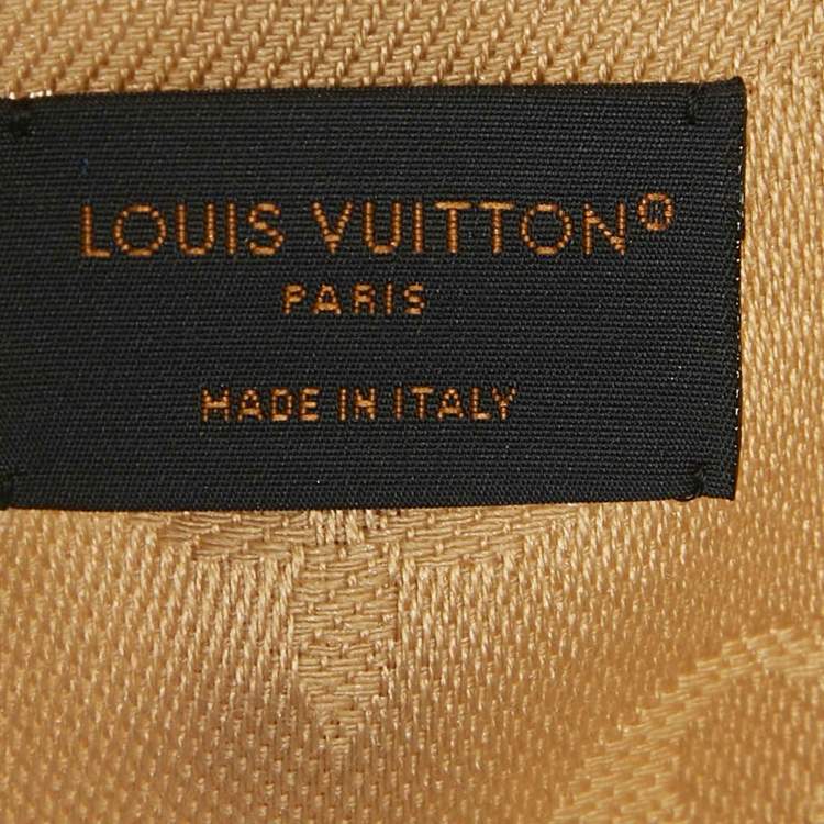 Pre Owned Louis Vuitton Gold Metallic Monogram Wool & Silk Shawl