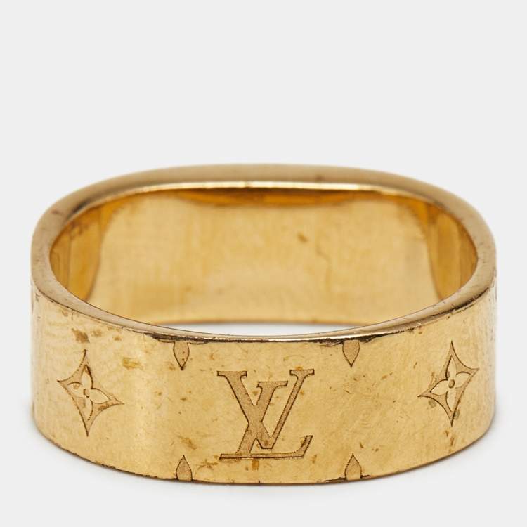 Pre Owned Louis Vuitton Nanogram Two Tone Ring Size 51