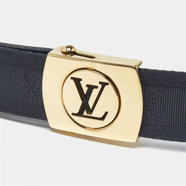 Pre Owned Louis Vuitton Navy Blue Monogram Canvas LV Cut Belt 90 CM