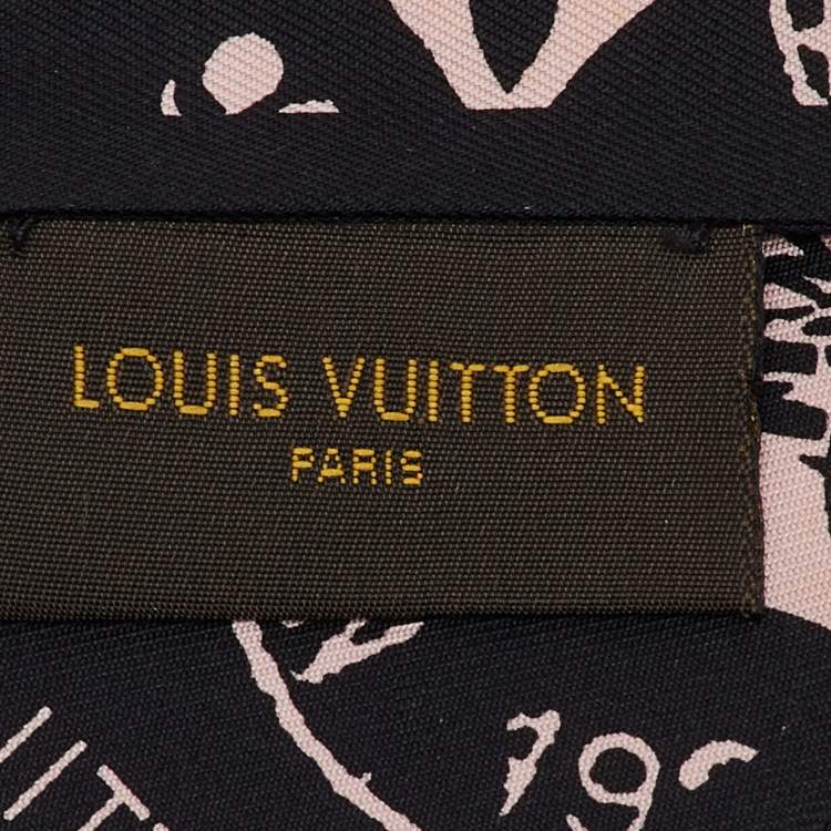 Pre Owned Louis Vuitton Black/Pink Boarding Silk Bandeau Scarf