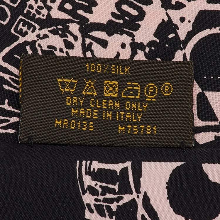 Pre Owned Louis Vuitton Black/Pink Boarding Silk Bandeau Scarf