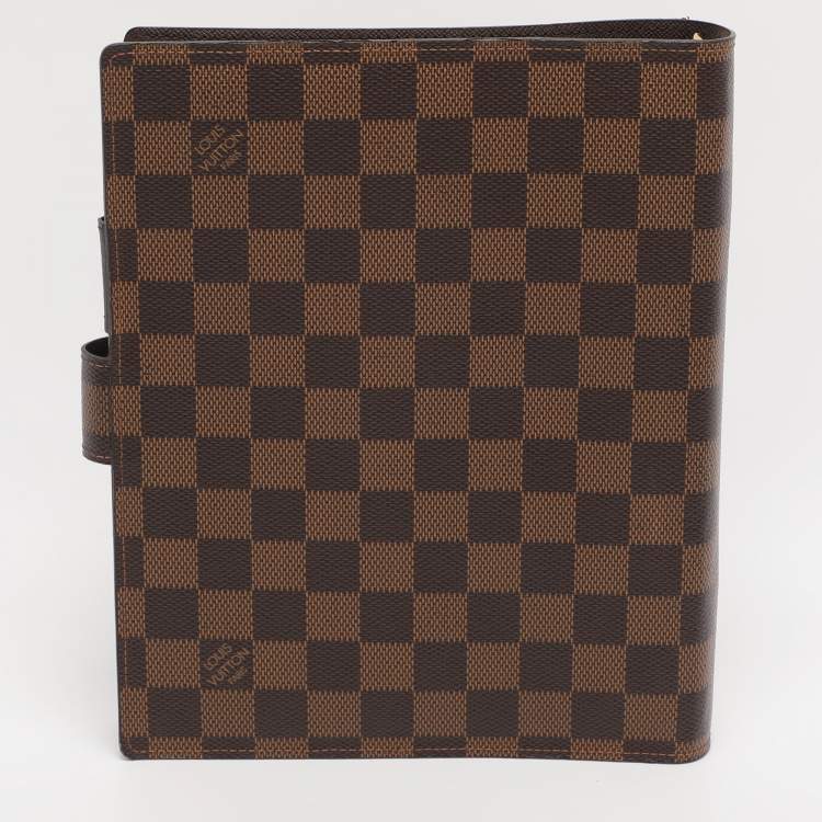 Pre Owned Louis Vuitton Damier Ebene Large Ring Agenda Cover
