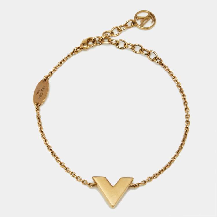 Pre Owned Louis Vuitton Essential V Gold Tone Bracelet
