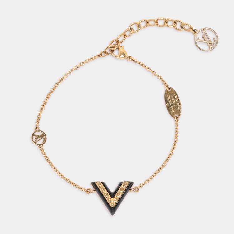 Pre Owned Louis Vuitton Essential V Lacquer Gold Tone Bracelet