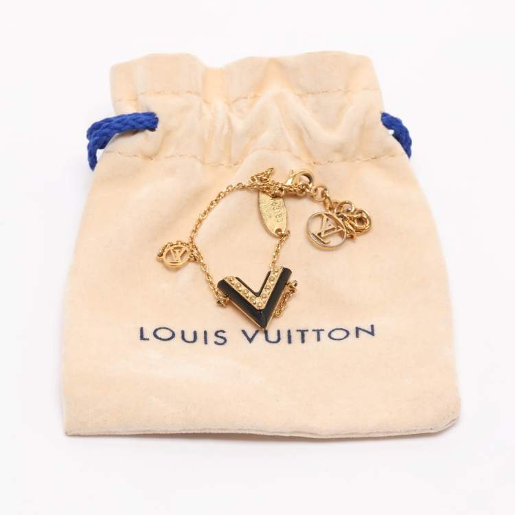 Pre Owned Louis Vuitton Essential V Lacquer Gold Tone Bracelet
